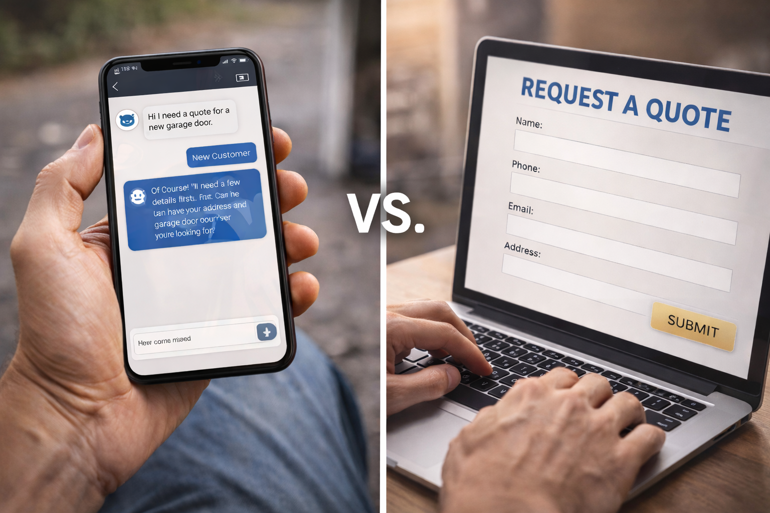 online chat vs quote form